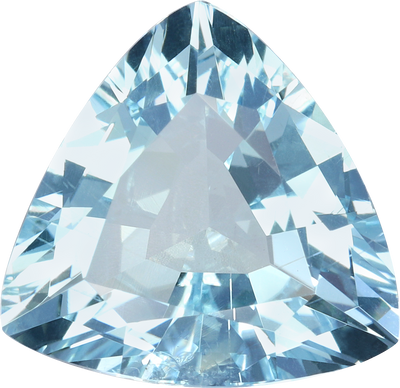 Trilliant cut aquamarine, 11.45 by 11.19 mm, shown at actual size