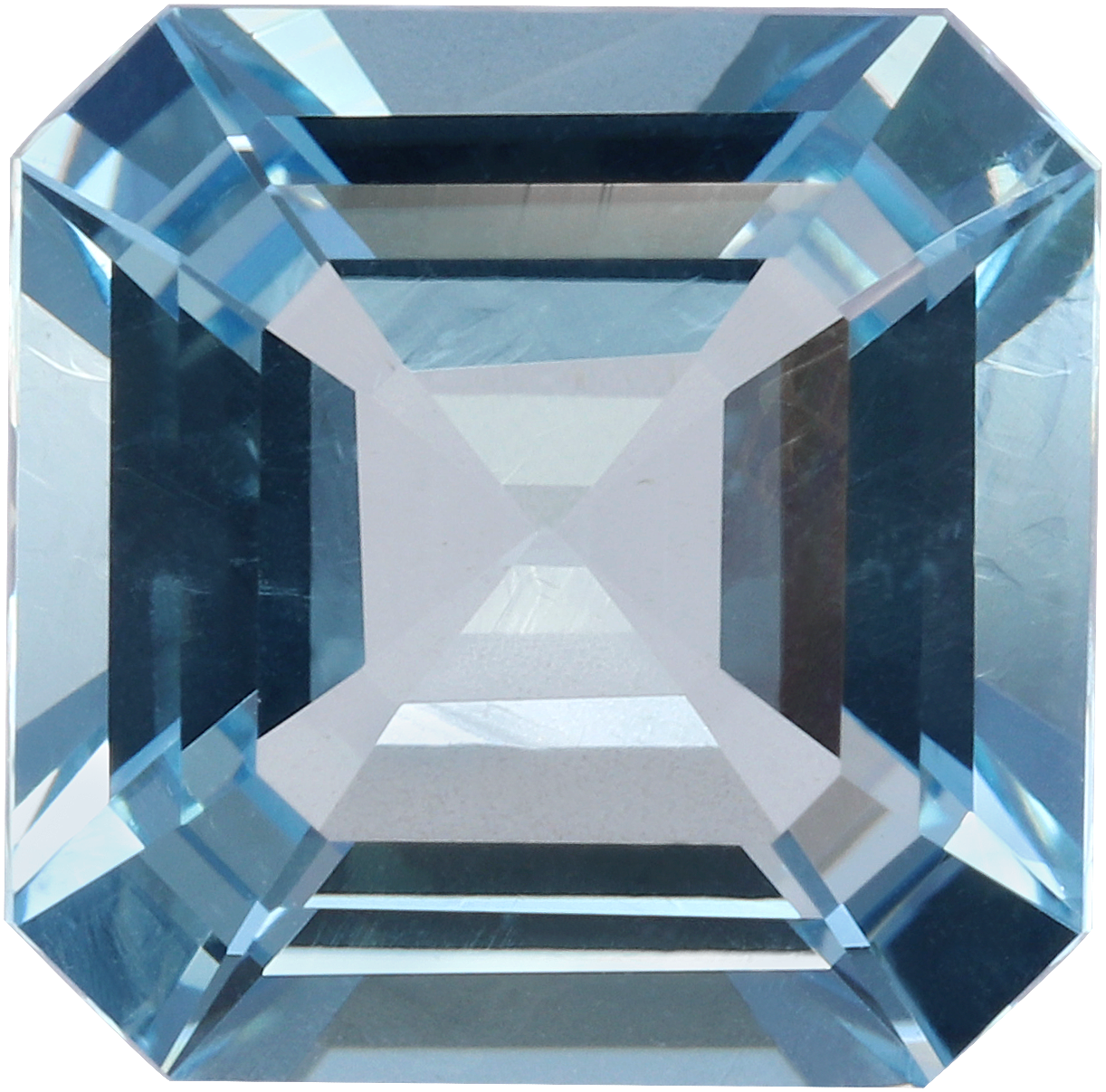 Square cut aquamarine, 9.08 by 8.99 mm, shown at actual size