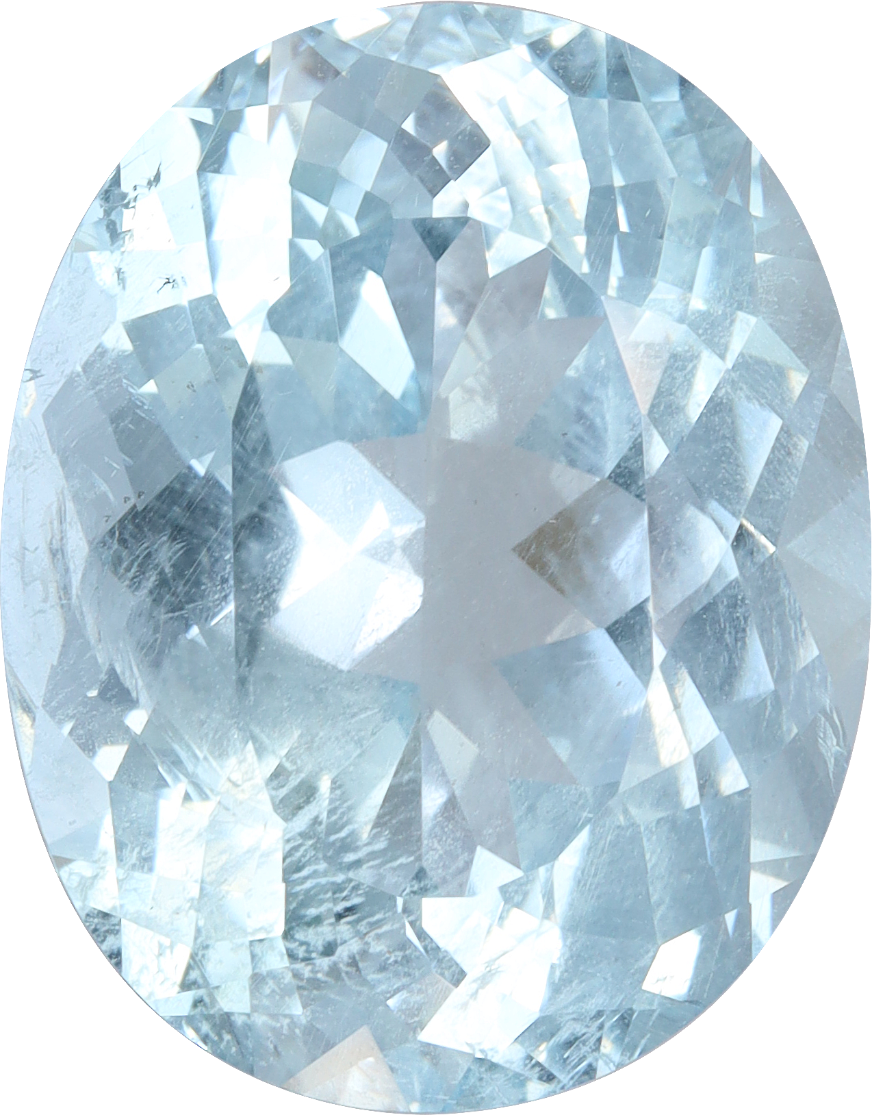 Oval cut aquamarine, 15.26 by 12.08 mm, shown at actual size