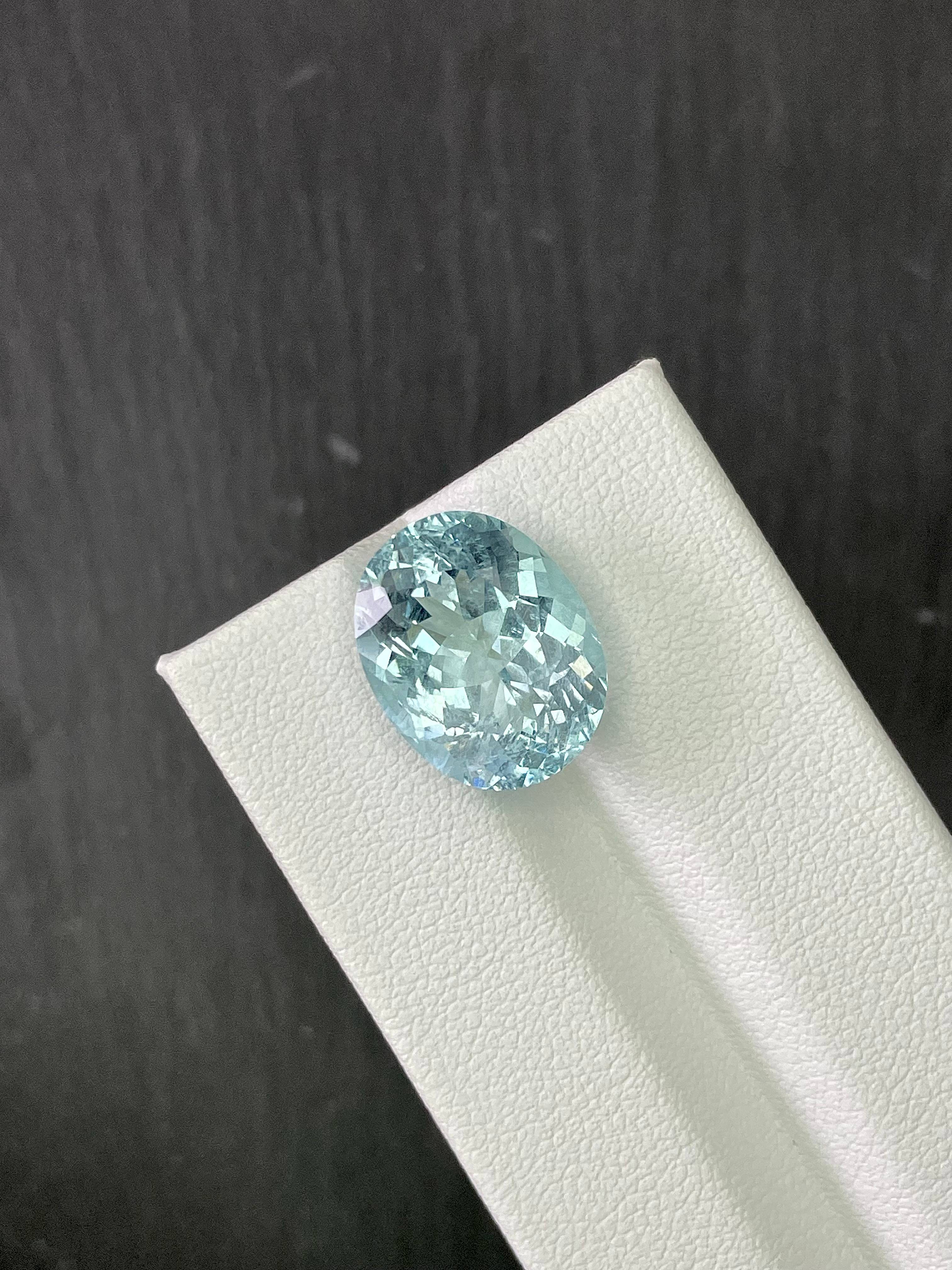 baby blue aquamarine, 8.73ct oval cut — view 5