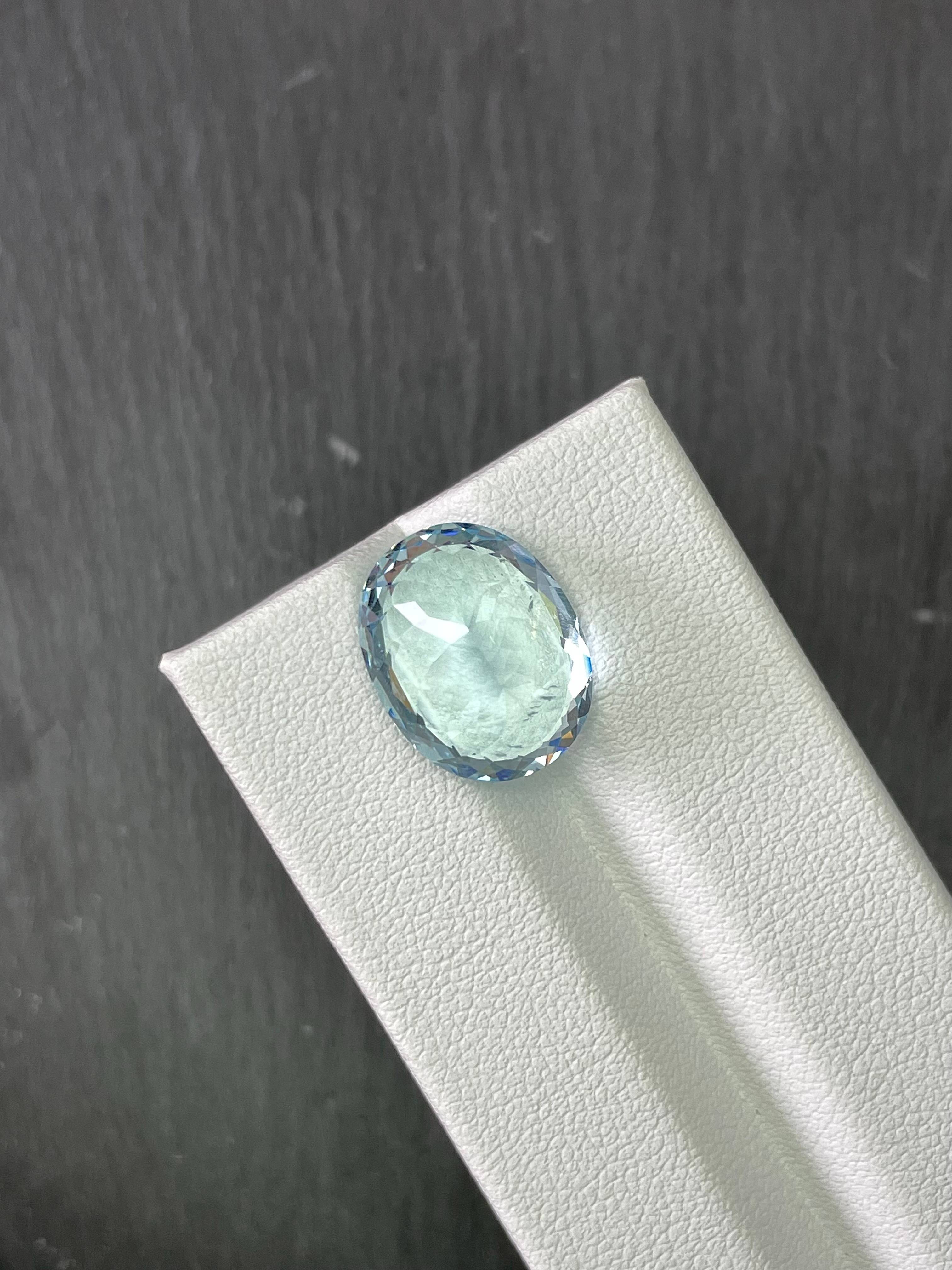 baby blue aquamarine, 8.73ct oval cut — view 6