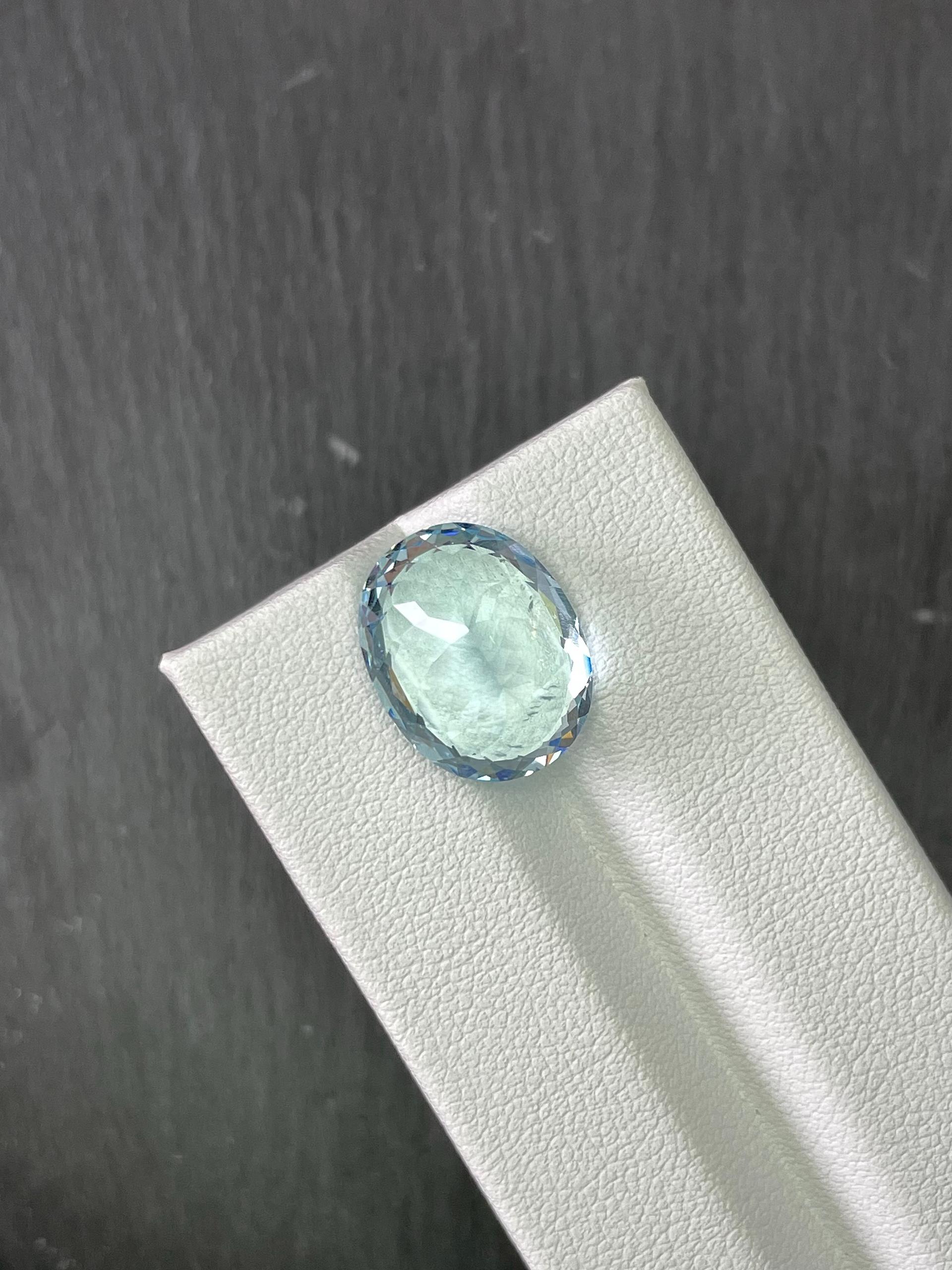 baby blue aquamarine, 8.73ct oval cut — view 6