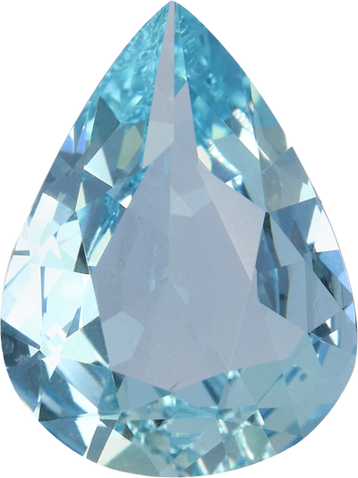 Pear cut aquamarine, 11.73 by 8.79 mm, shown at actual size