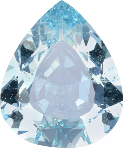 Pear cut aquamarine, 12.46 by 10.44 mm, shown at actual size