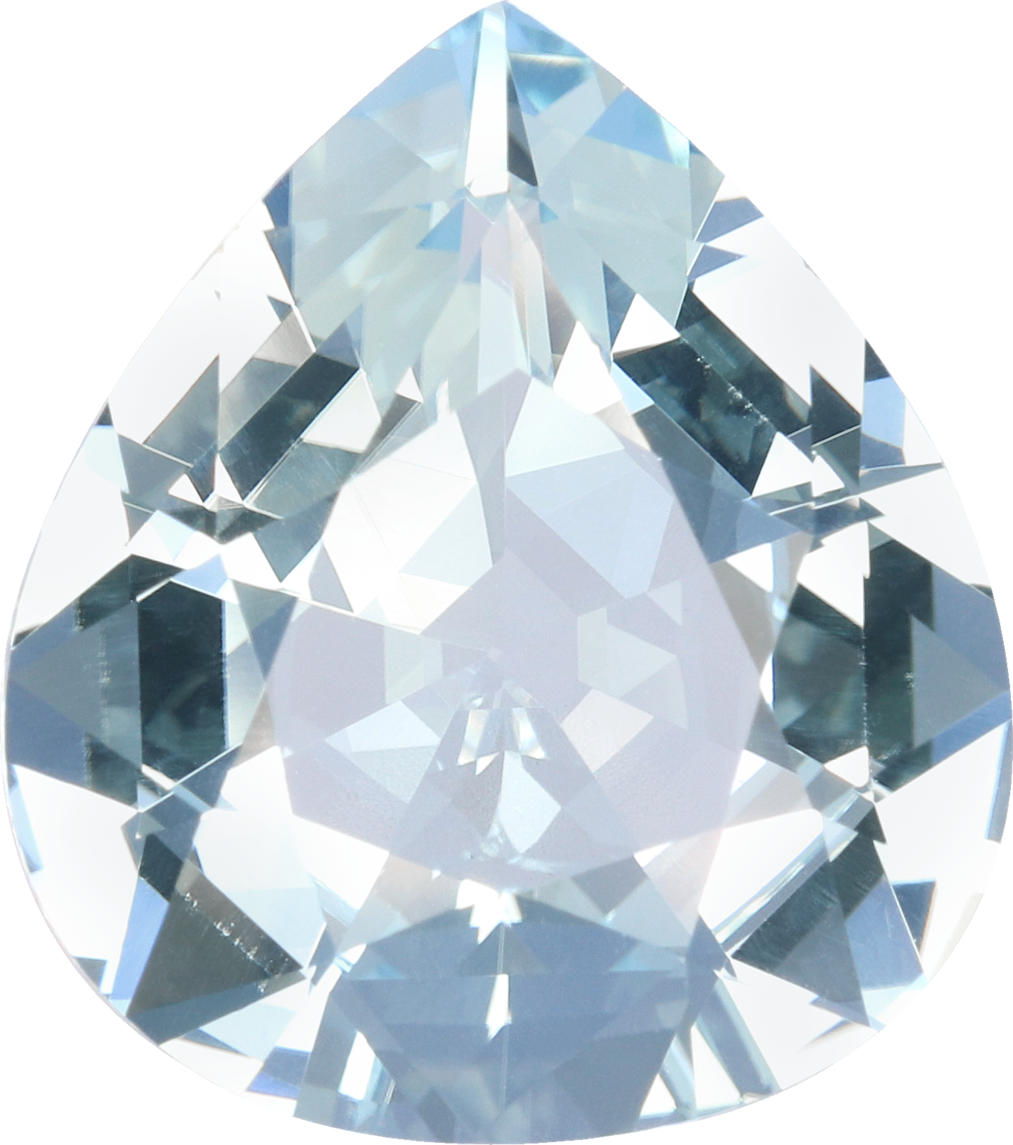 Pear cut aquamarine, 17.7 by 15.67 mm, shown at actual size