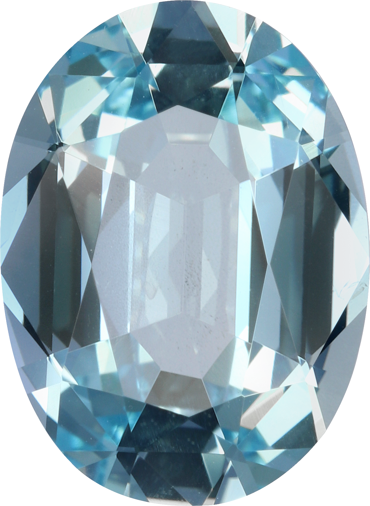 Oval cut aquamarine, 11.28 by 8.26 mm, shown at actual size