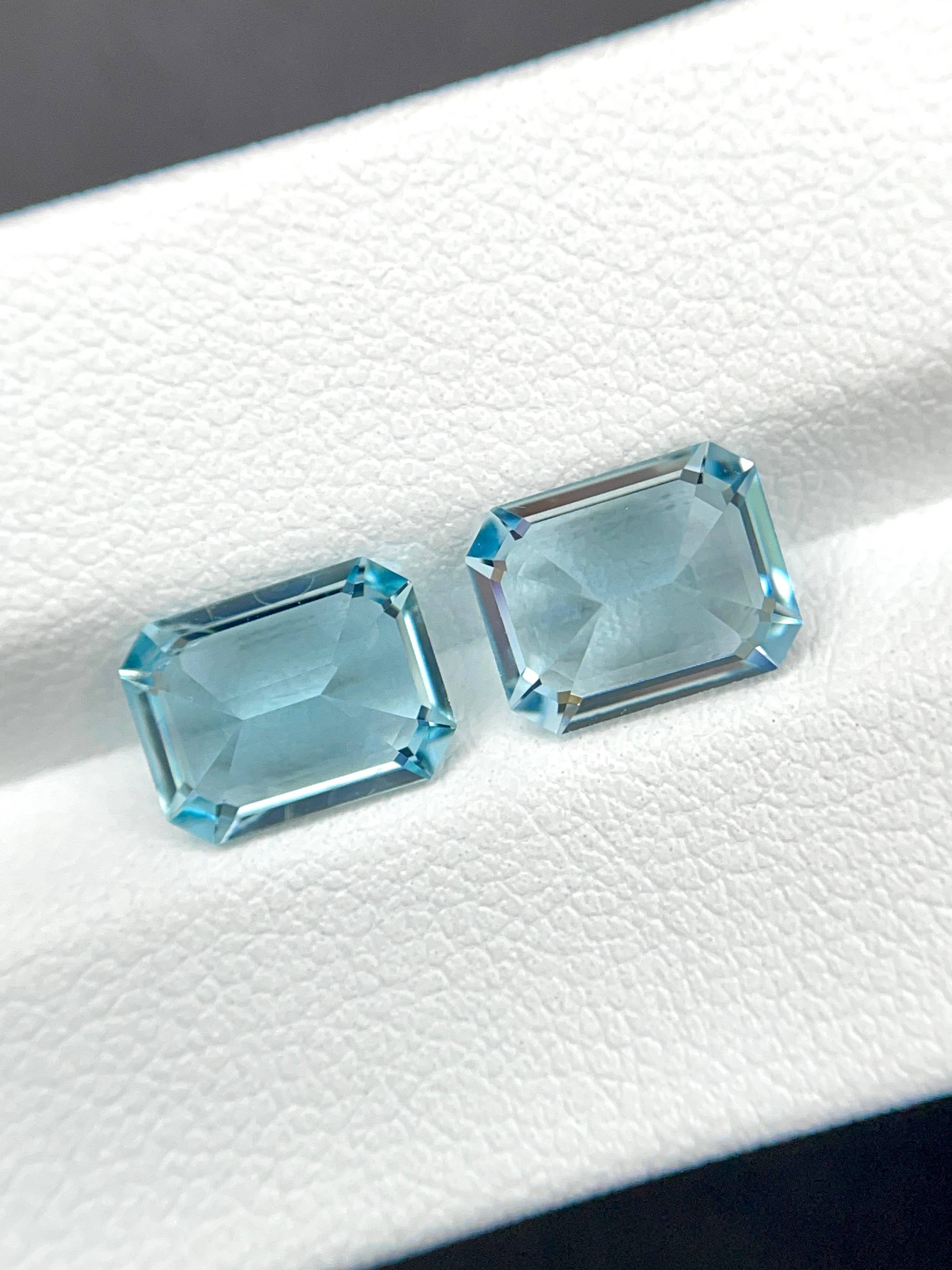 sky blue aquamarine, 4.08ct rectangular cut — view 6
