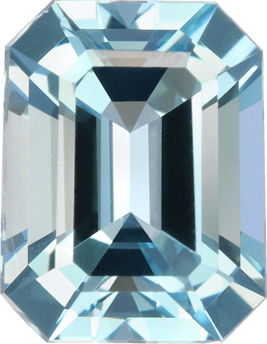 Rectangular cut aquamarine, 8.62 by 6.7 mm, shown at actual size