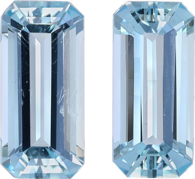 Rectangular cut aquamarine, 12.03 by 5.71 mm, shown at actual size
