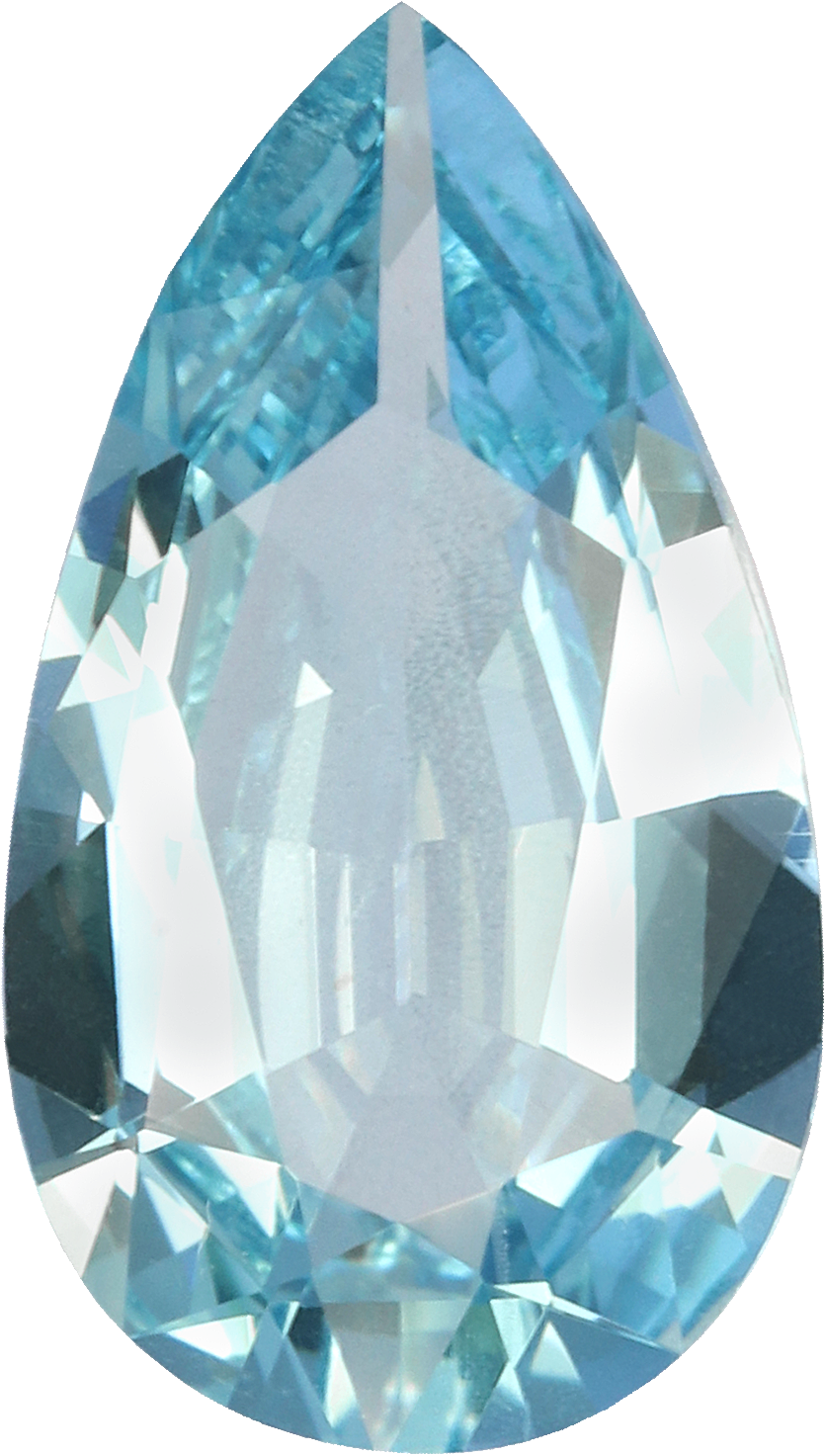 Pear cut aquamarine, 11.76 by 6.72 mm, shown at actual size