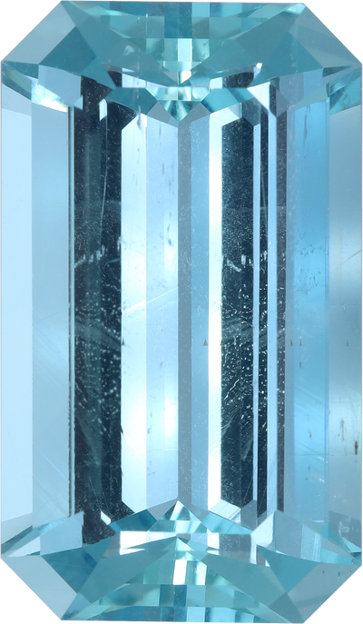 Rectangular cut aquamarine, 33.25 by 19.3 mm, shown at actual size