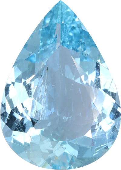 Pear cut aquamarine, 21.79 by 15.6 mm, shown at actual size