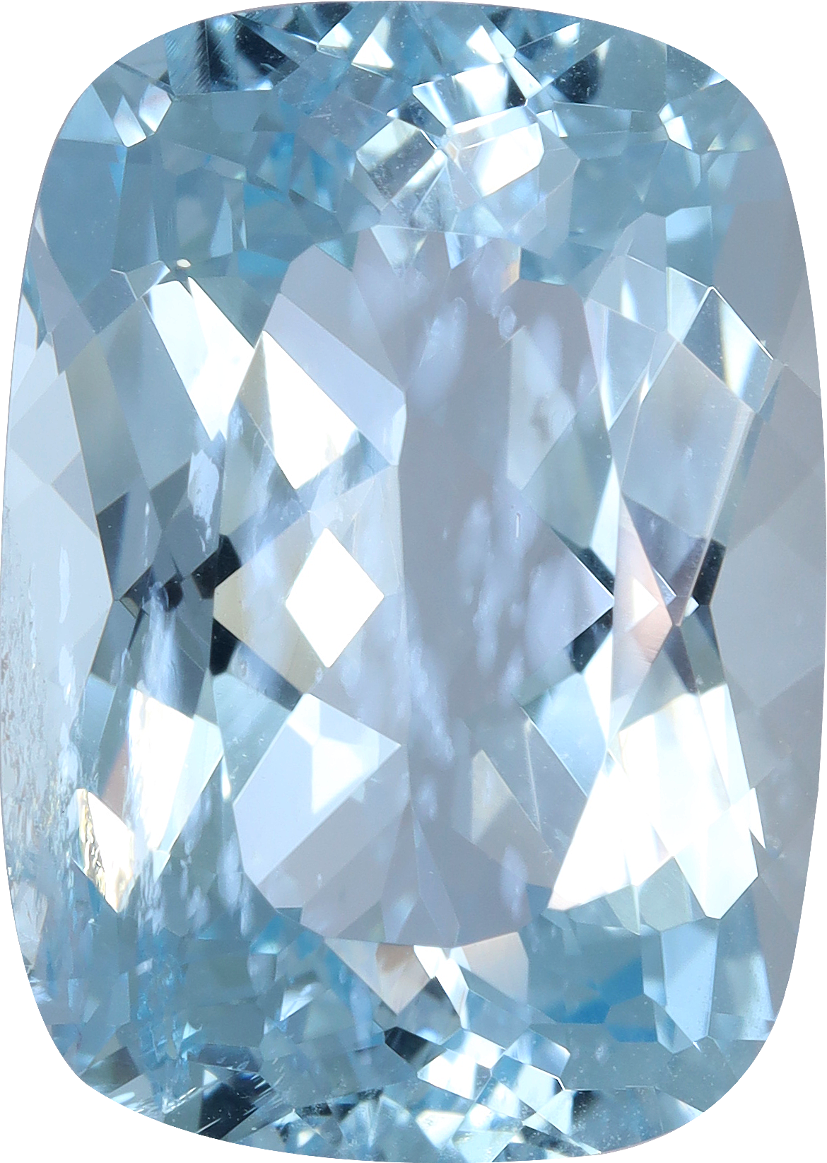 Cushion cut aquamarine, 18.1 by 12.91 mm, shown at actual size