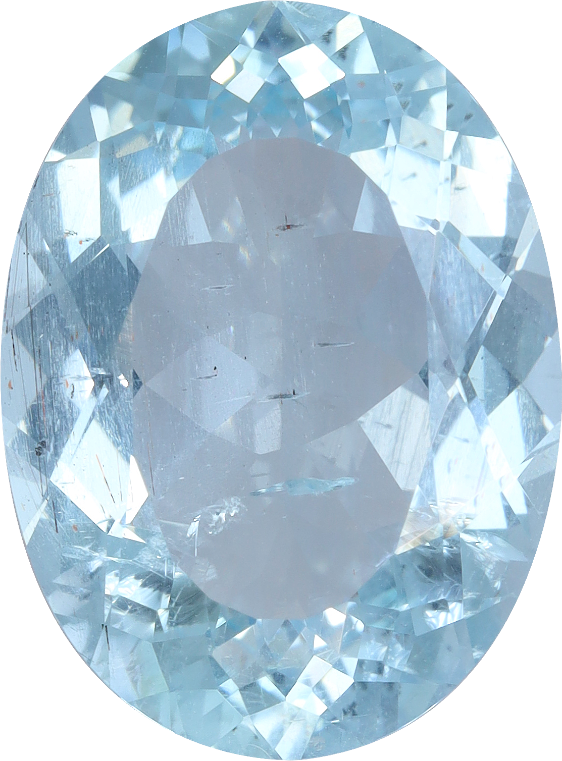 Oval cut aquamarine, 16.03 by 11.87 mm, shown at actual size