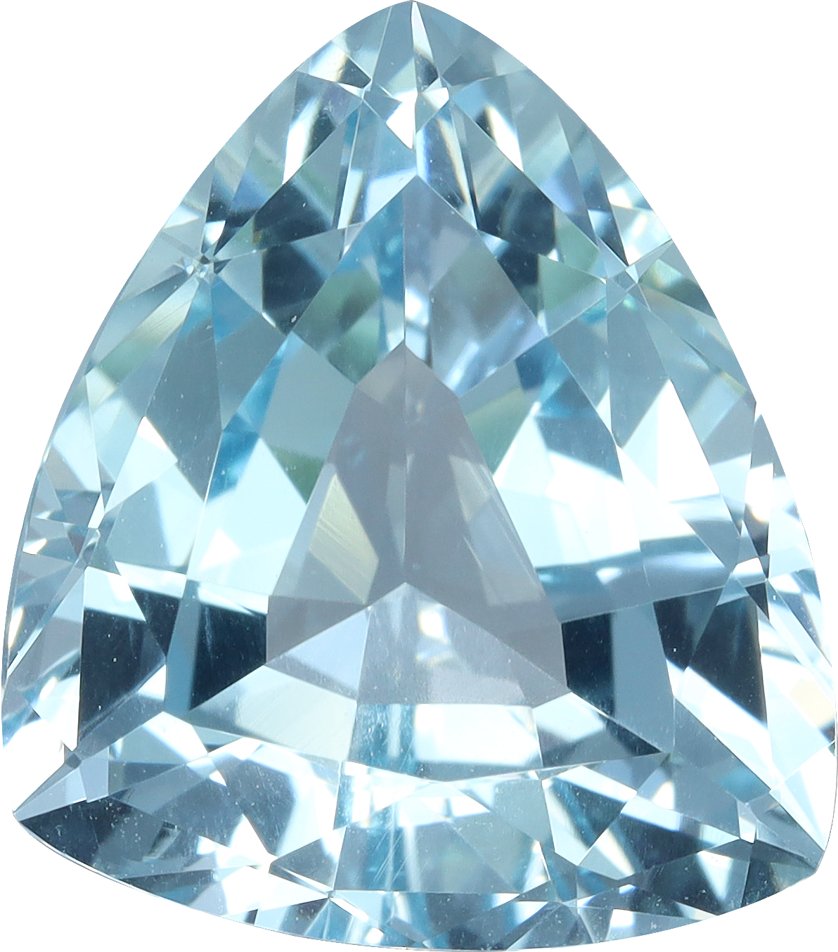 Trilliant cut aquamarine, 13.27 by 11.83 mm, shown at actual size