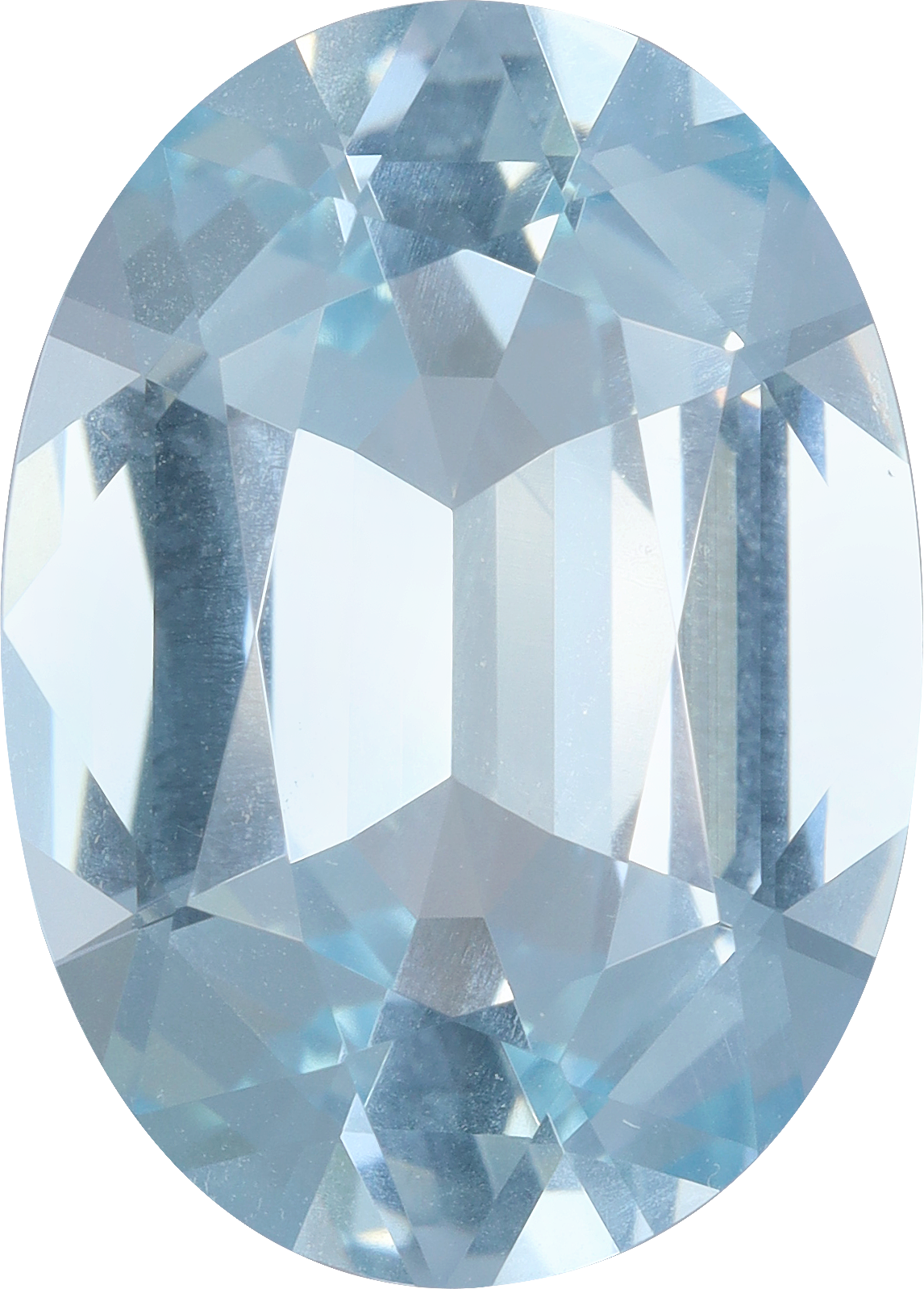 Oval cut aquamarine, 15.26 by 10.96 mm, shown at actual size