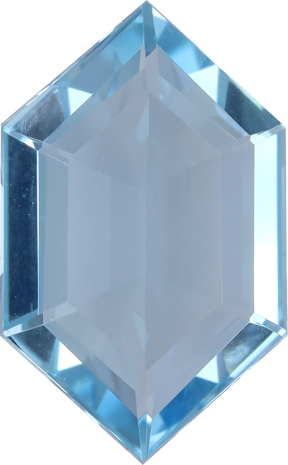 Fancy cut aquamarine, 15.99 by 9.79 mm, shown at actual size