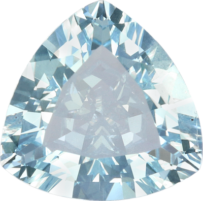 Trilliant cut aquamarine, 10.63 by 10.55 mm, shown at actual size