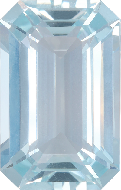 Rectangular cut aquamarine, 24.78 by 15.84 mm, shown at actual size