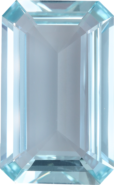 Rectangular cut aquamarine, 25.5 by 15.14 mm, shown at actual size
