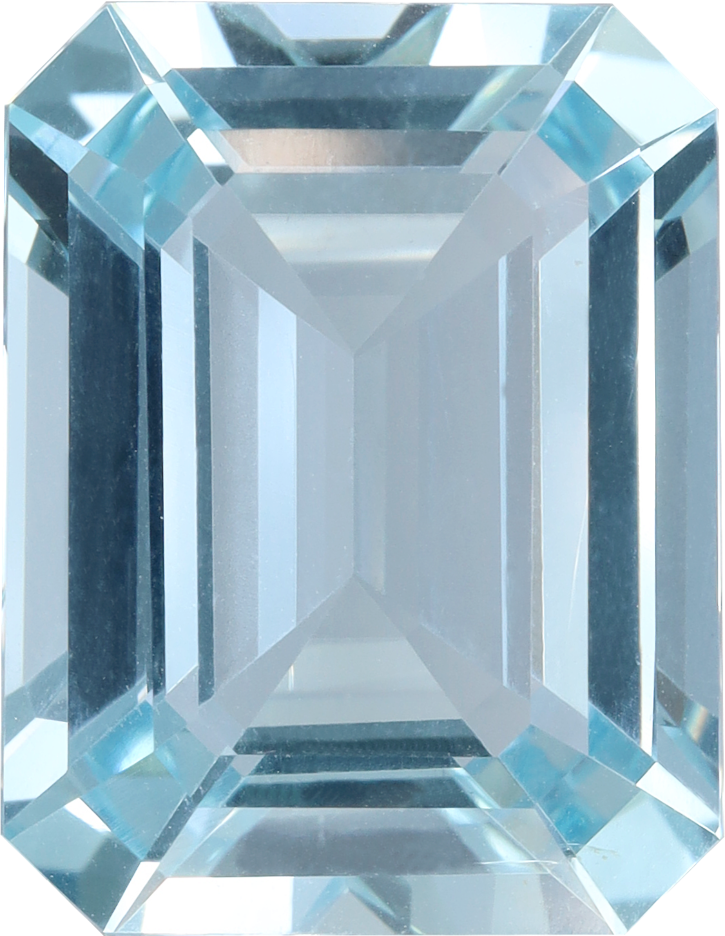 Rectangular cut aquamarine, 17.17 by 13.31 mm, shown at actual size