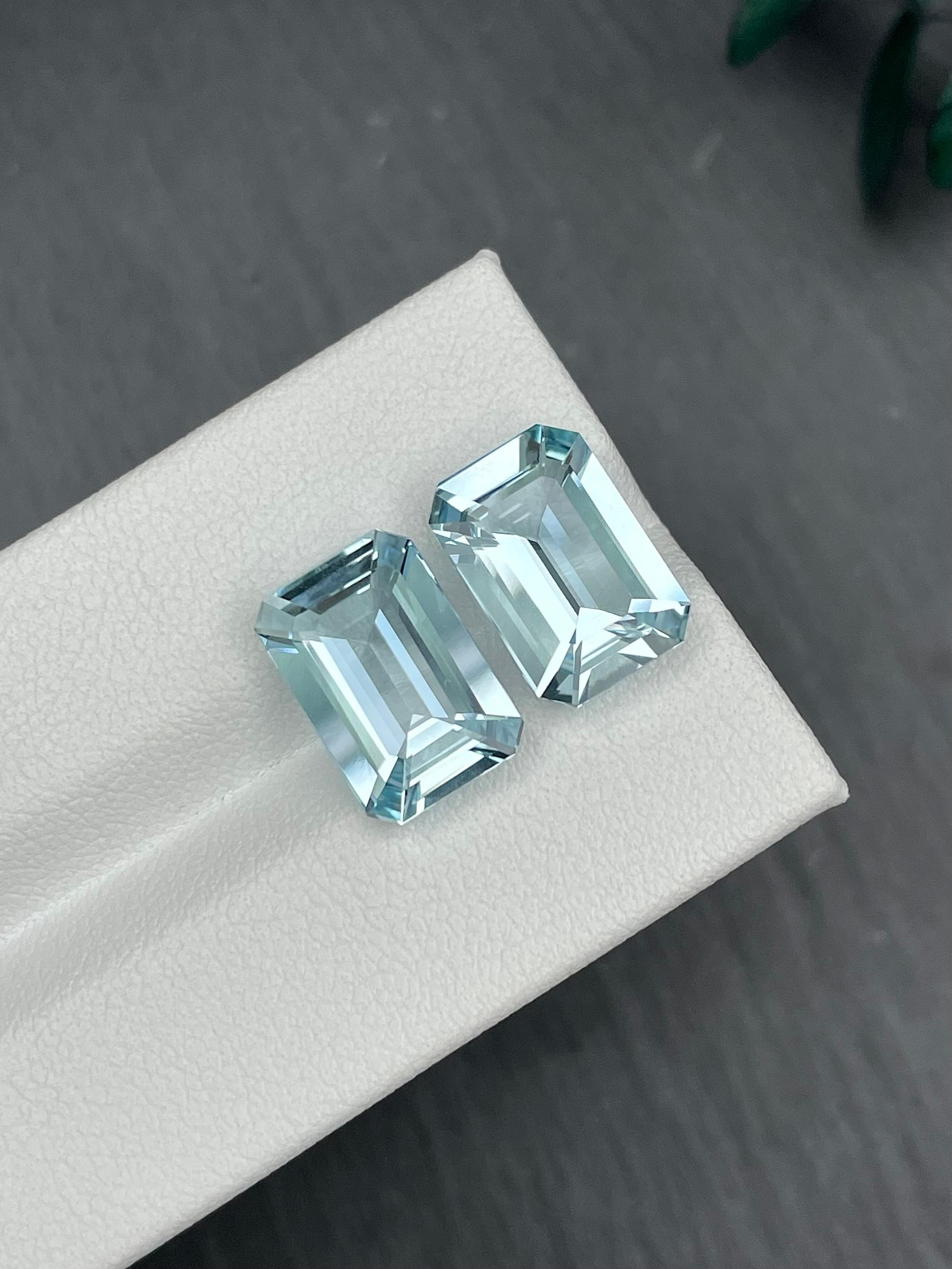sky blue aquamarine, 7.42ct rectangular cut — view 5