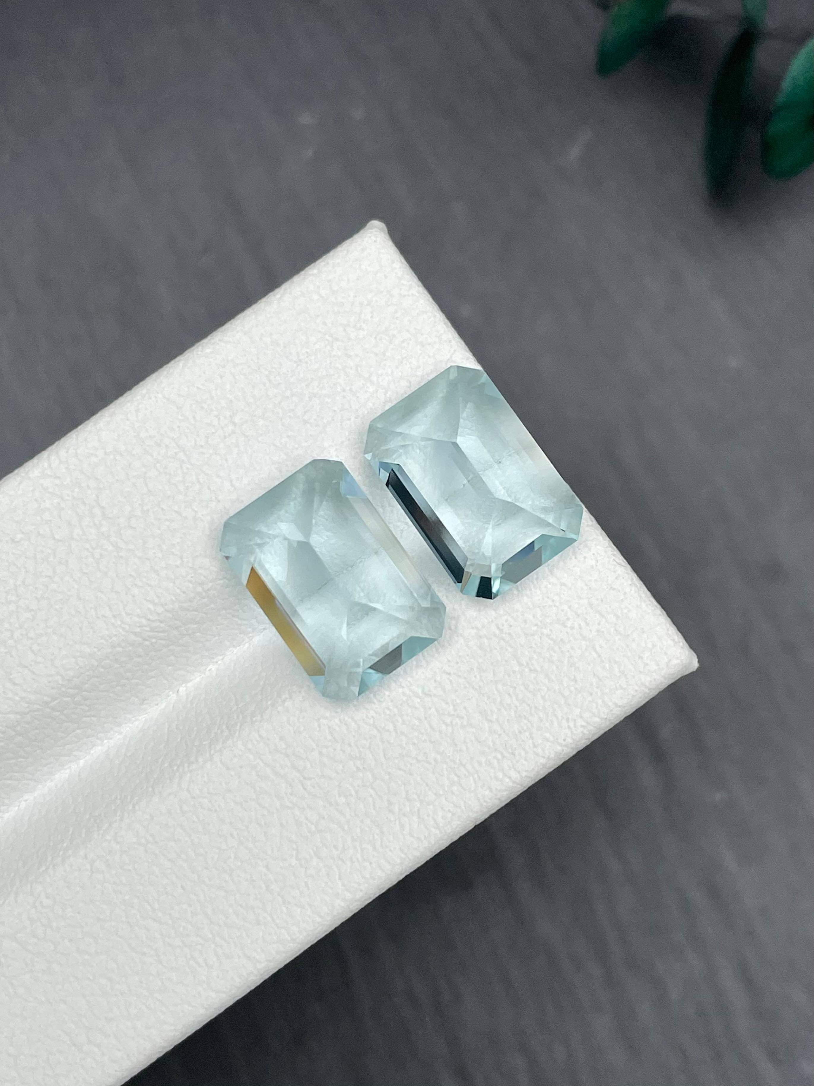 sky blue aquamarine, 7.42ct rectangular cut — view 6