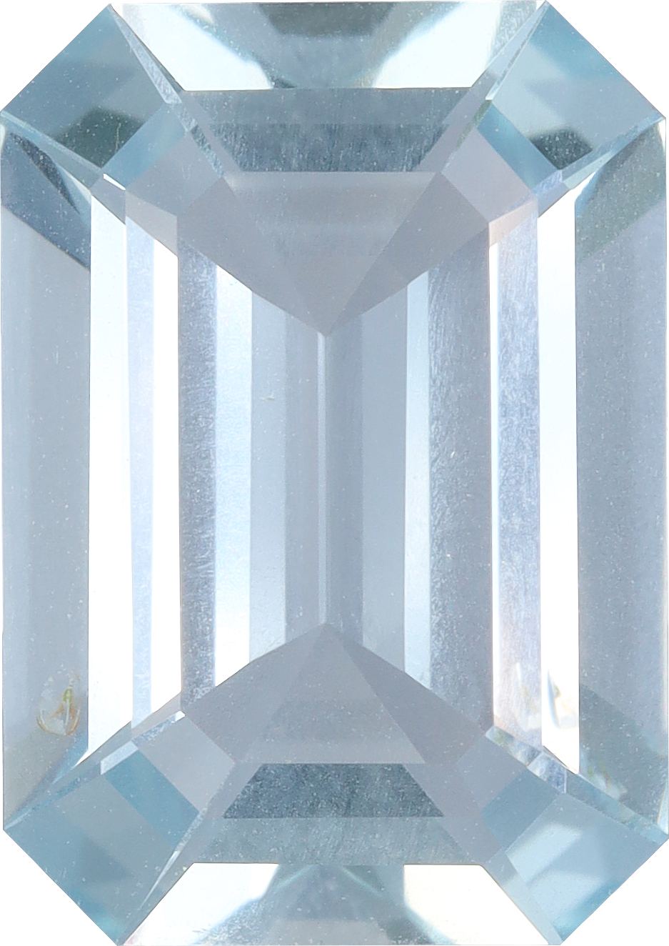 Rectangular cut aquamarine, 12.86 by 9.1 mm, shown at actual size