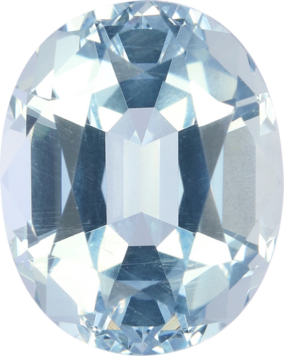 Oval cut aquamarine, 12.2 by 9.75 mm, shown at actual size