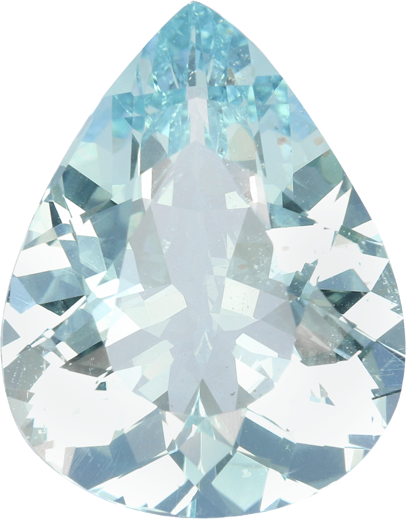 Pear cut aquamarine, 18.79 by 14.77 mm, shown at actual size