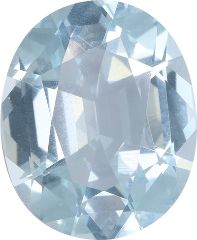 Oval cut aquamarine, 12.15 by 9.92 mm, shown at actual size
