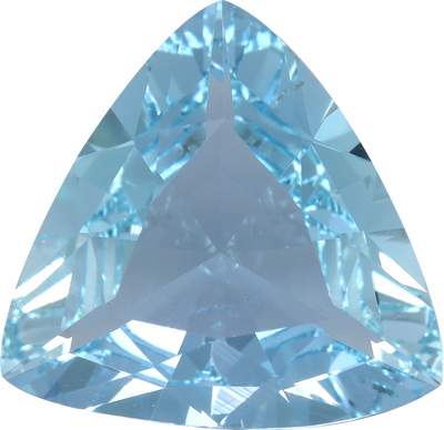 Trilliant cut aquamarine, 15.67 by 15.23 mm, shown at actual size
