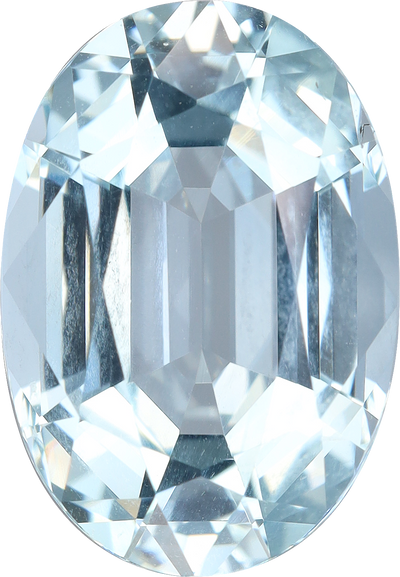 Oval cut aquamarine, 16.05 by 11.22 mm, shown at actual size