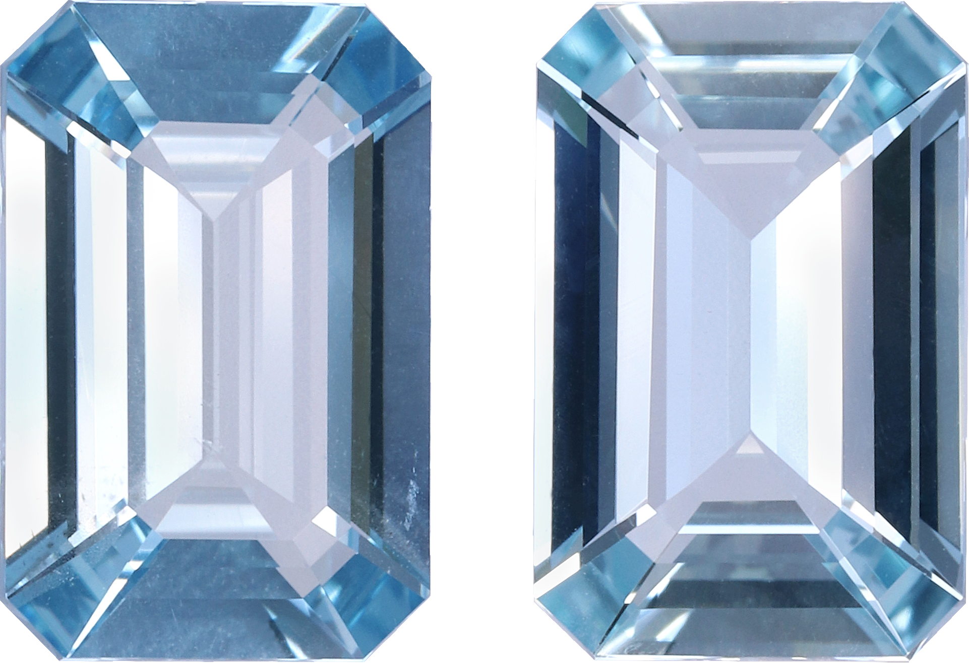 Rectangular cut aquamarine, 12.13 by 7.92 mm, shown at actual size