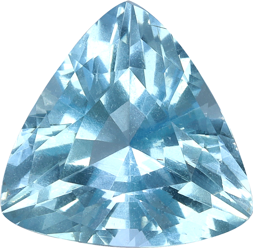 Trilliant cut aquamarine, 10.55 by 10.19 mm, shown at actual size