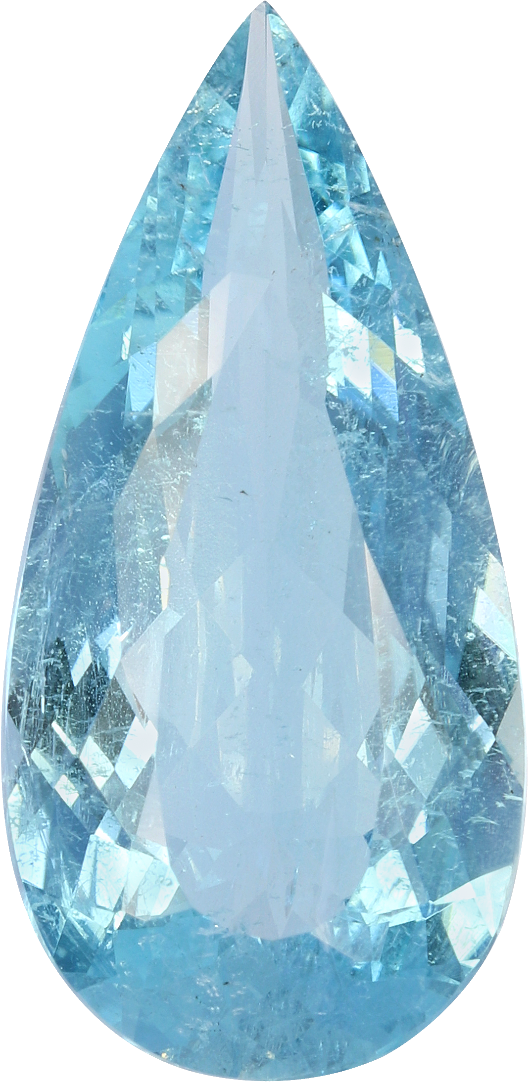 Pear cut aquamarine, 22.6 by 10.96 mm, shown at actual size