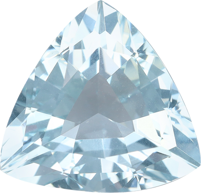 Trilliant cut aquamarine, 13.18 by 13.09 mm, shown at actual size