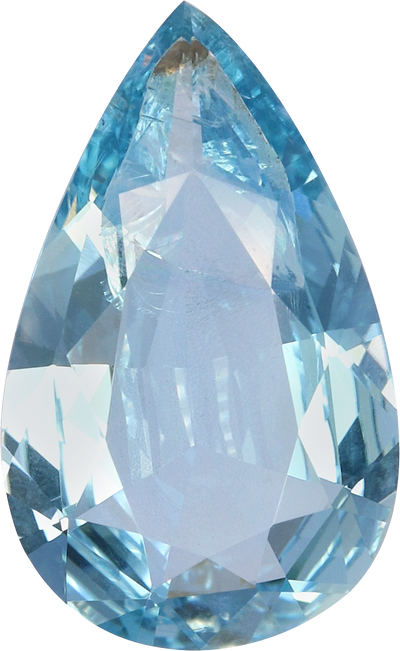 Pear cut aquamarine, 13.17 by 8.02 mm, shown at actual size