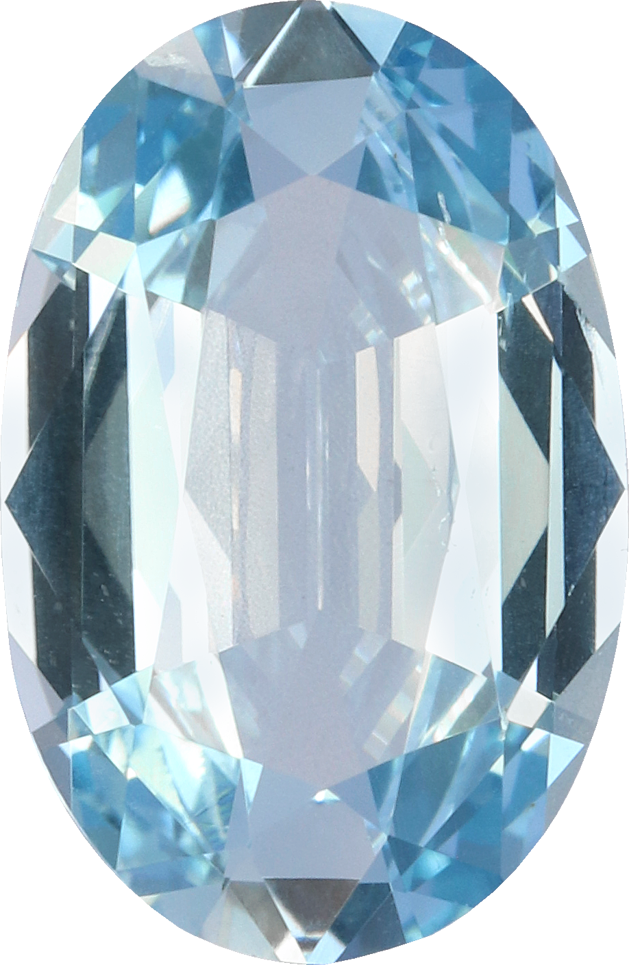 Oval cut aquamarine, 11.89 by 7.64 mm, shown at actual size