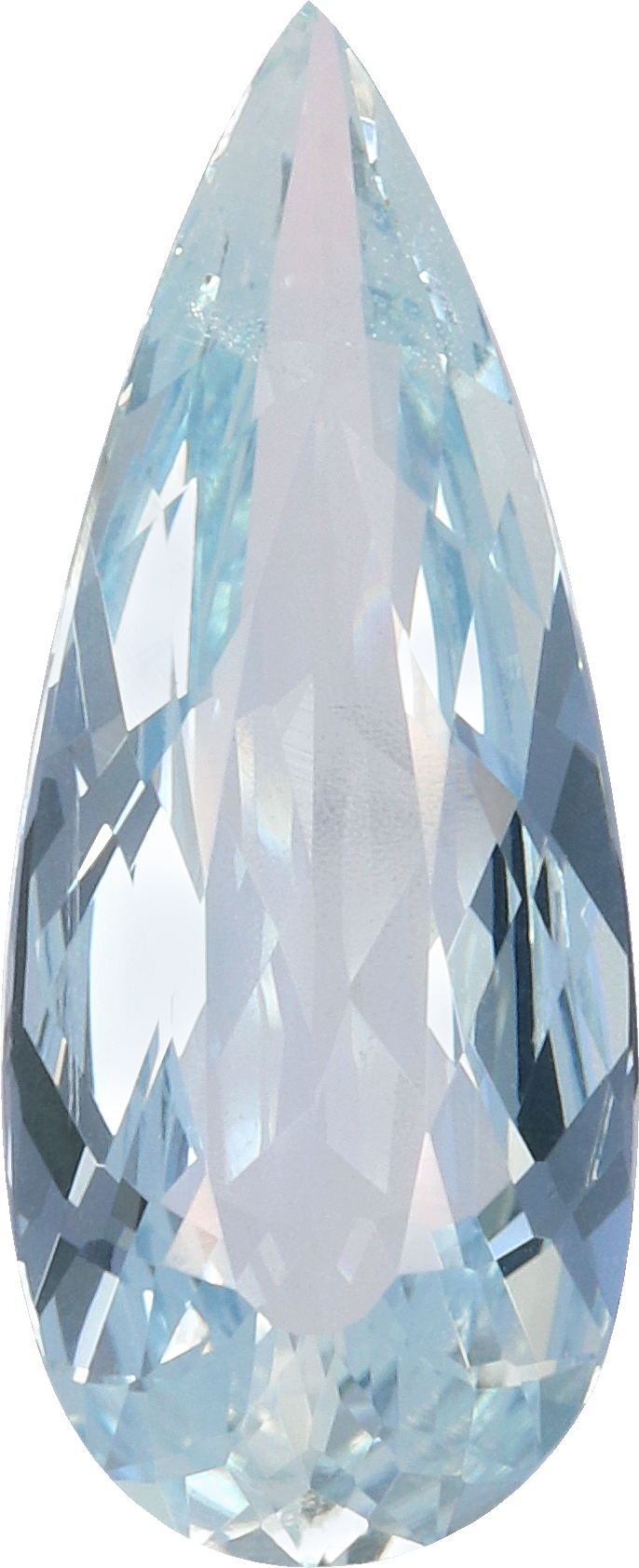 Pear cut aquamarine, 17.3 by 7.08 mm, shown at actual size