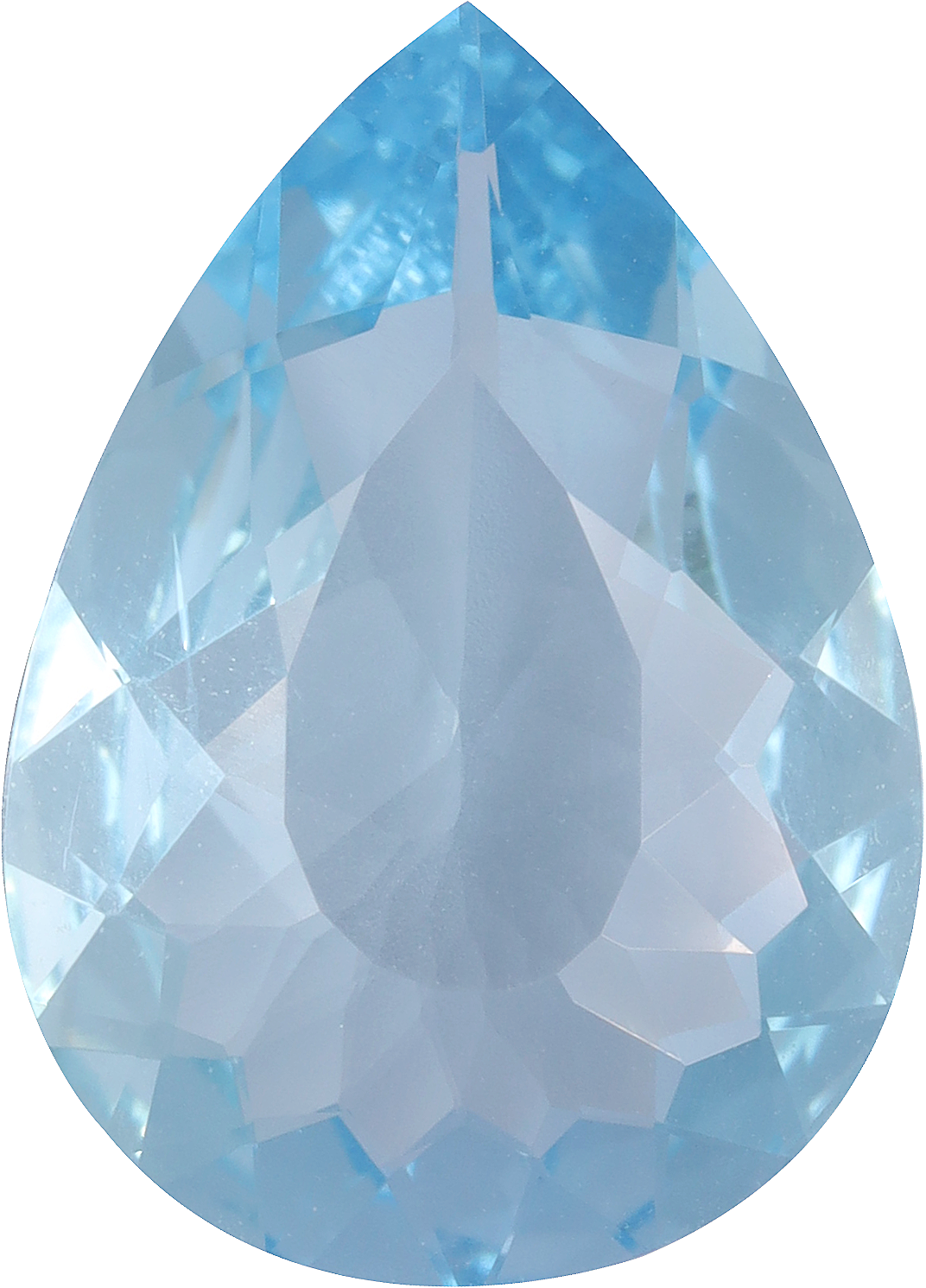 Pear cut aquamarine, 15 by 12.29 mm, shown at actual size