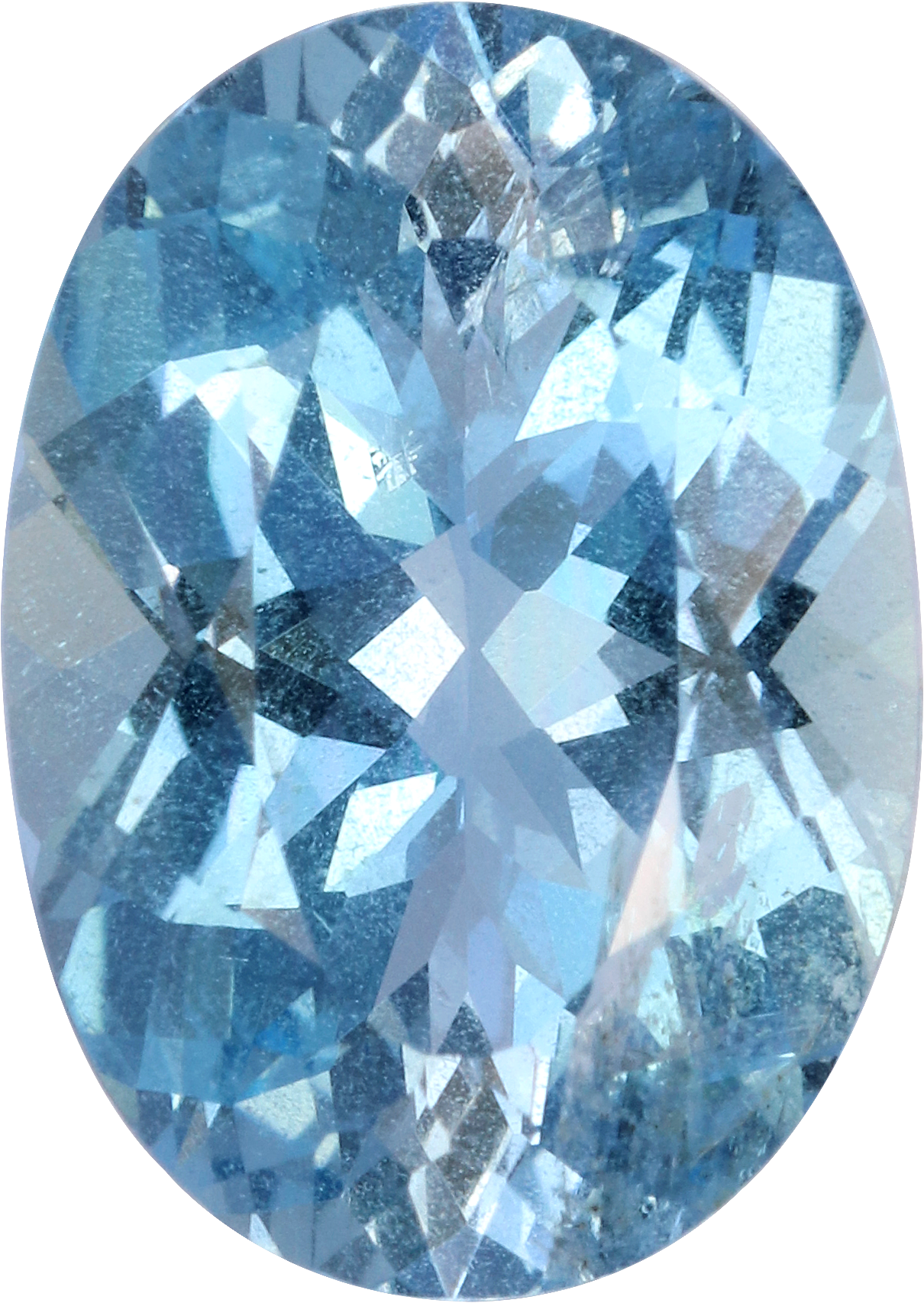 Oval cut aquamarine, 11.16 by 7.97 mm, shown at actual size