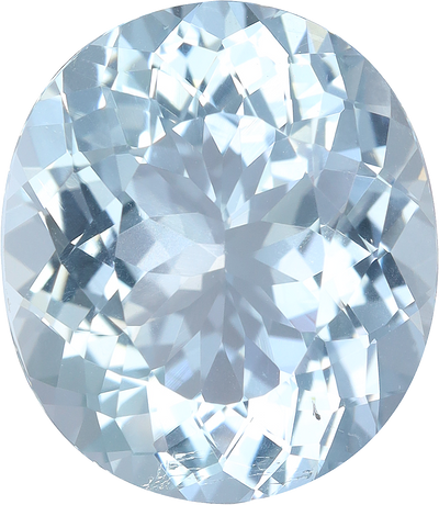 Oval cut aquamarine, 15.83 by 13.78 mm, shown at actual size