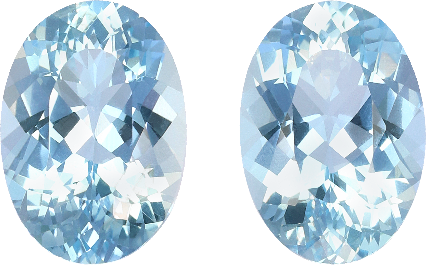 Oval cut aquamarine, 10.07 by 7.09 mm, shown at actual size