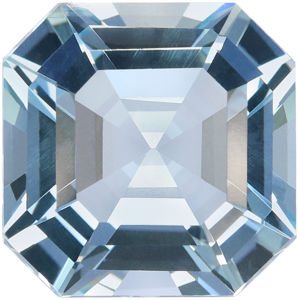 Square cut aquamarine, 10 by 9.97 mm, shown at actual size