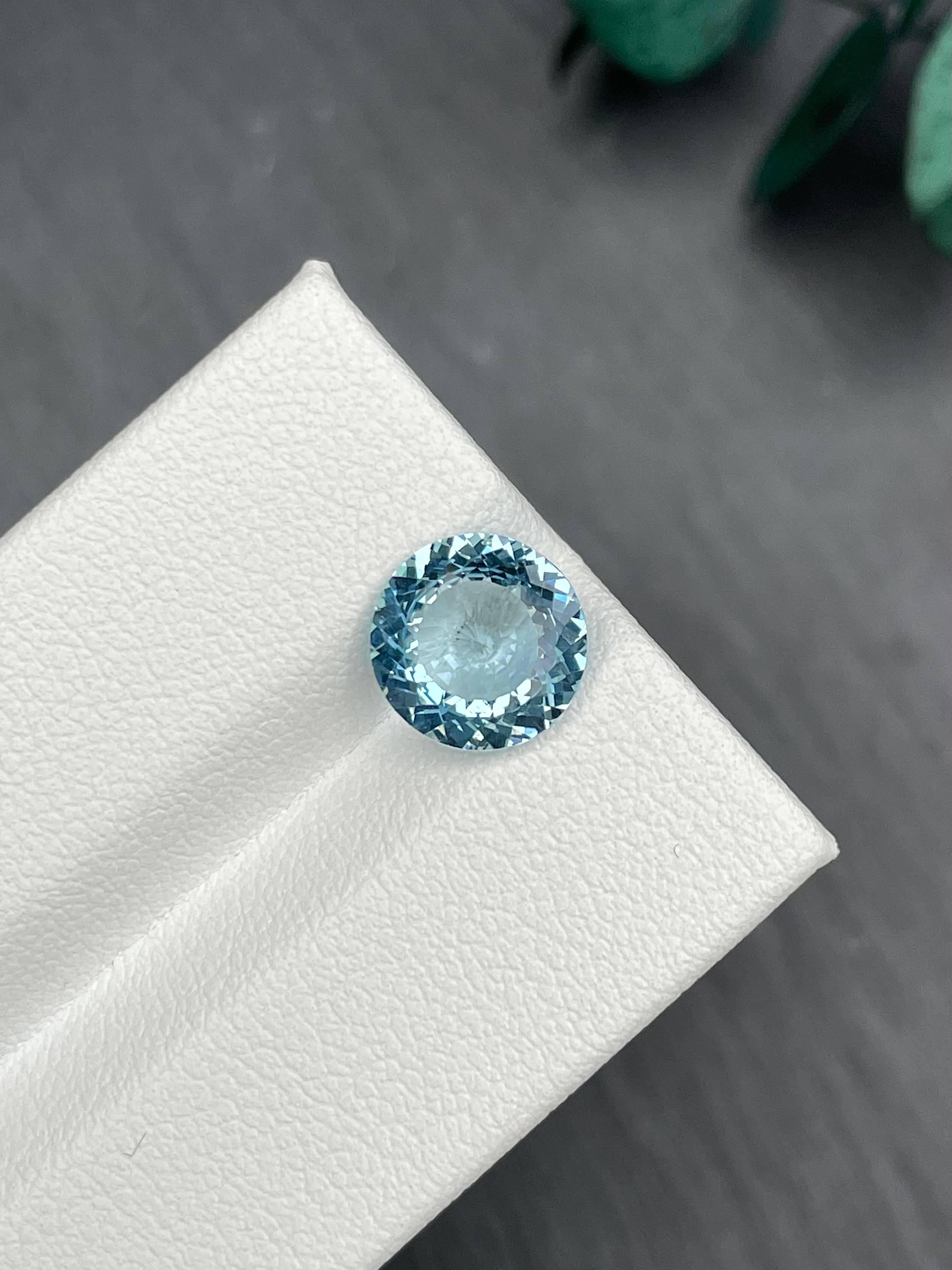 baby blue aquamarine, 1.83ct round cut — view 5