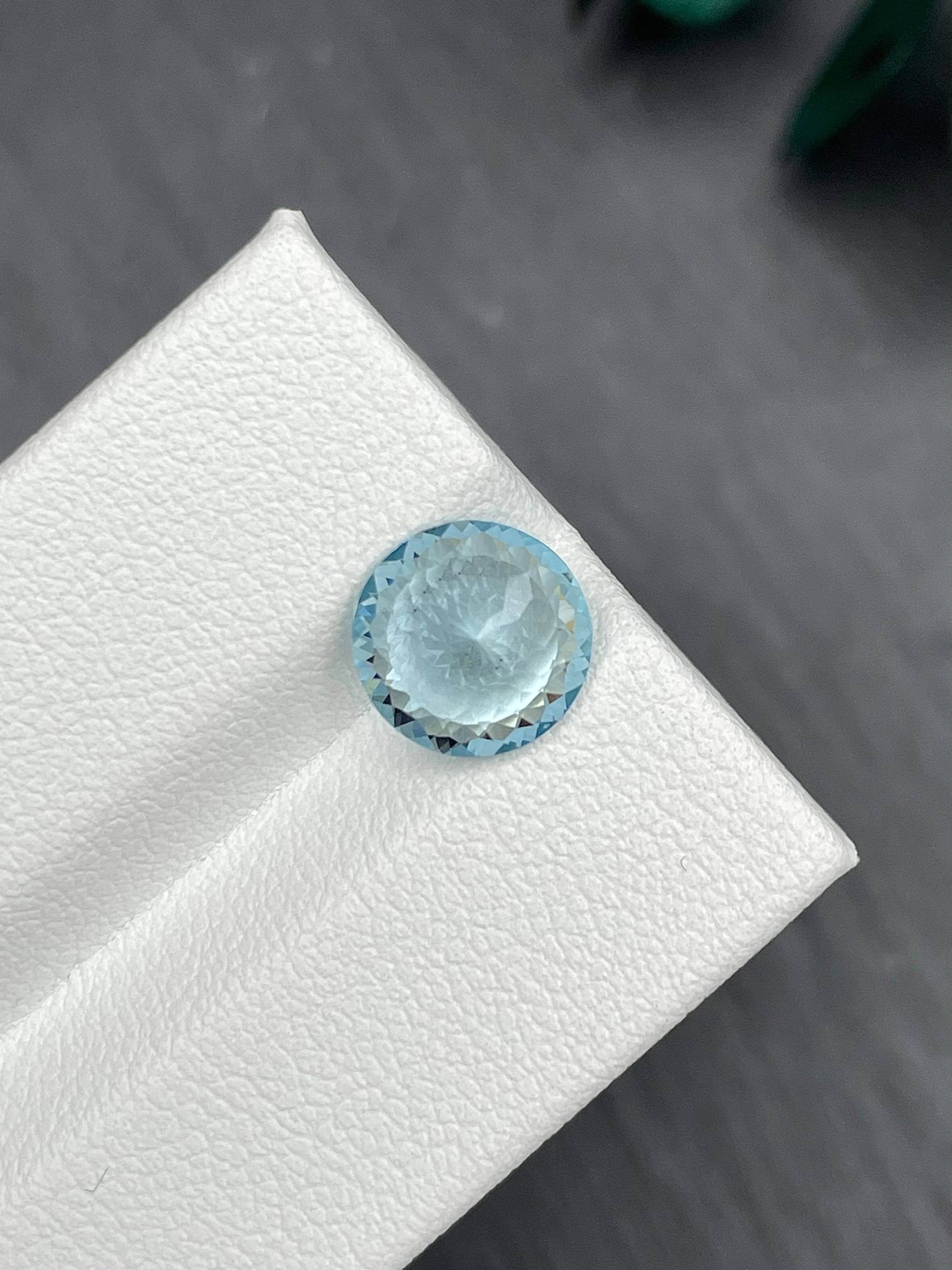 baby blue aquamarine, 1.83ct round cut — view 6
