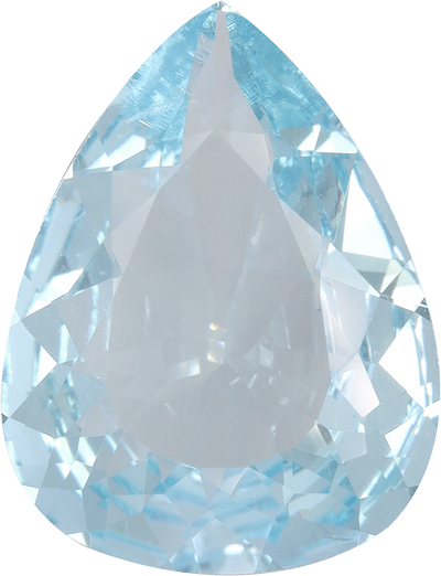 Pear cut aquamarine, 15.91 by 12.28 mm, shown at actual size