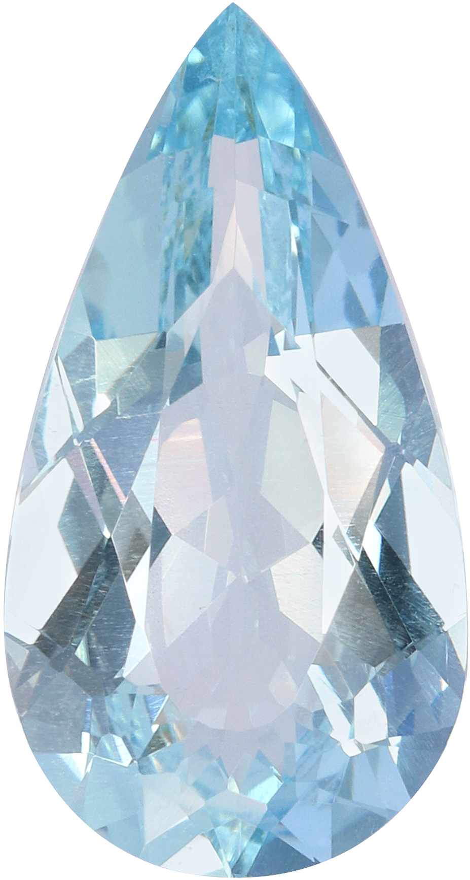 Pear cut aquamarine, 16.28 by 8.68 mm, shown at actual size