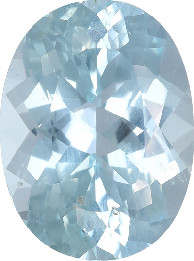 Oval cut aquamarine, 16.46 by 12.24 mm, shown at actual size